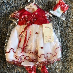 Girls Red and White Party Dress